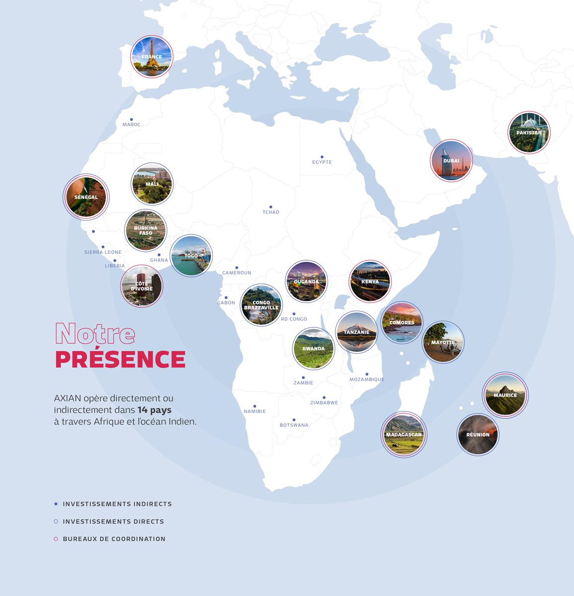 carte de l'afrique représentative des activités du groupe sur mobile