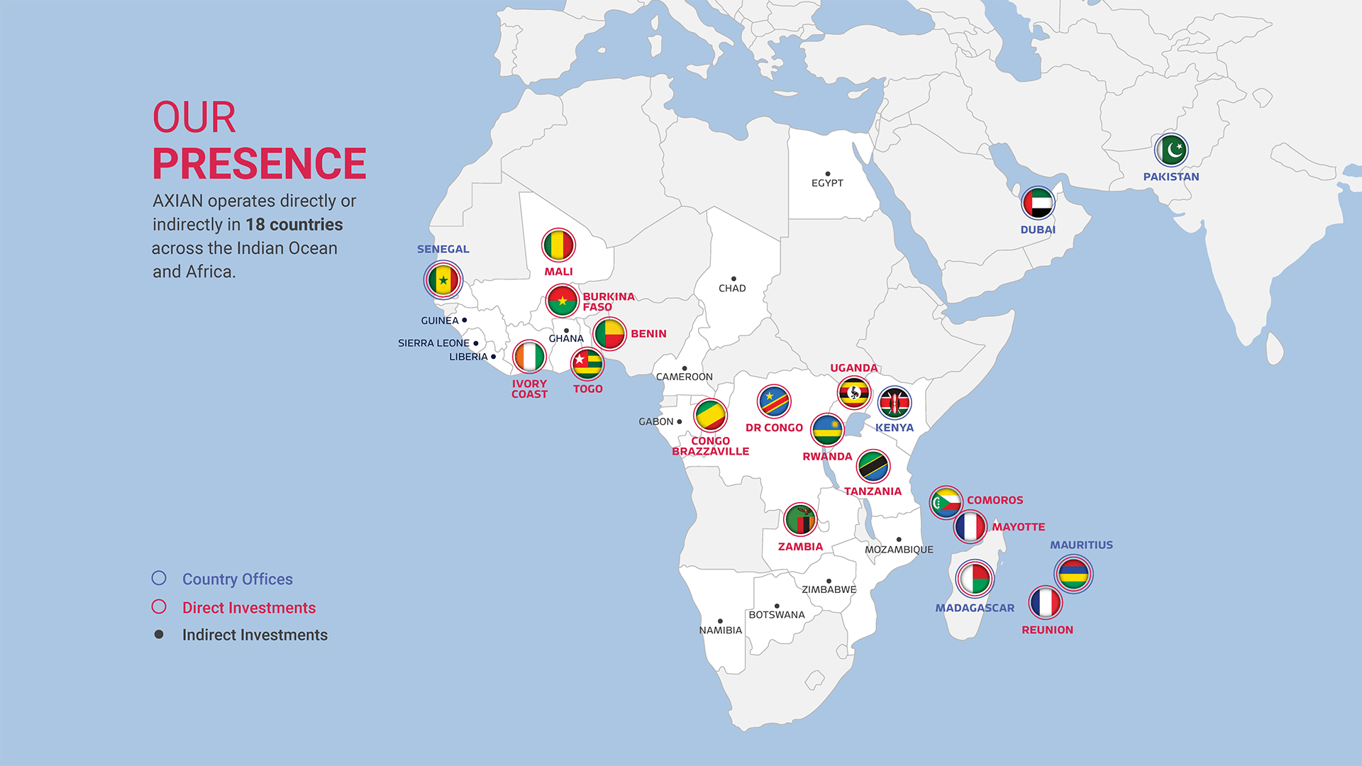 africa map with Axian opertions