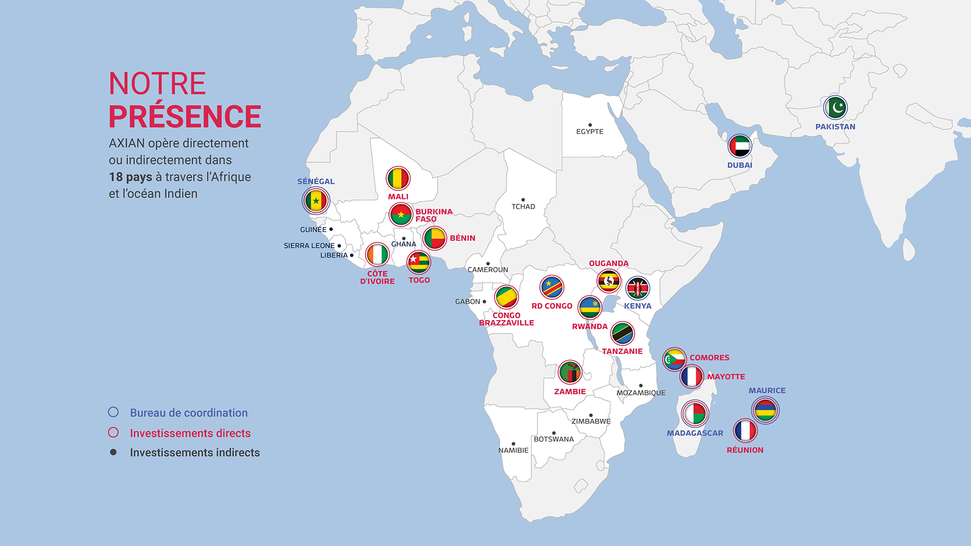 carte de l'afrique représentative des activités du groupe